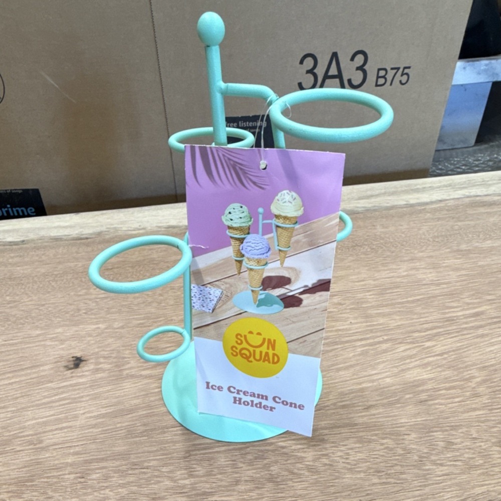 Sun Squad Light Blue Metal Ice Cream Cone Holder Kitchen Organizer Display Stand